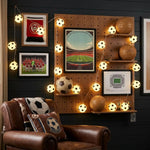 guirlande lumineuse football blanc noir jaune motifs ballons festif anniversaire mariage événement
