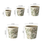 pots fleurs céramique porcelaine rustique vintage beige vert blanc floral