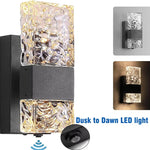 appliques murales led modernes noires transparentes capteur crépuscule aube ip65 3000k