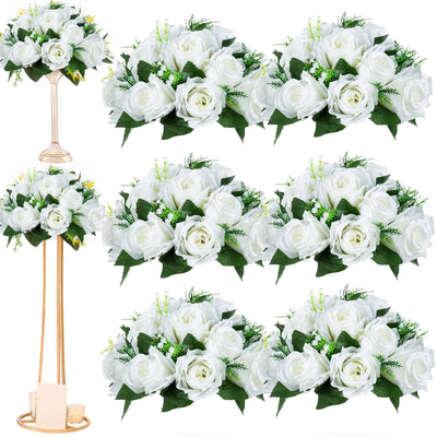 Bouquet de 6 roses artificielles en soie couleur or