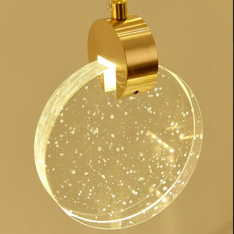 lustre suspension moderne cristal doré scintillantes éclairage luxe salon salle bain appartement