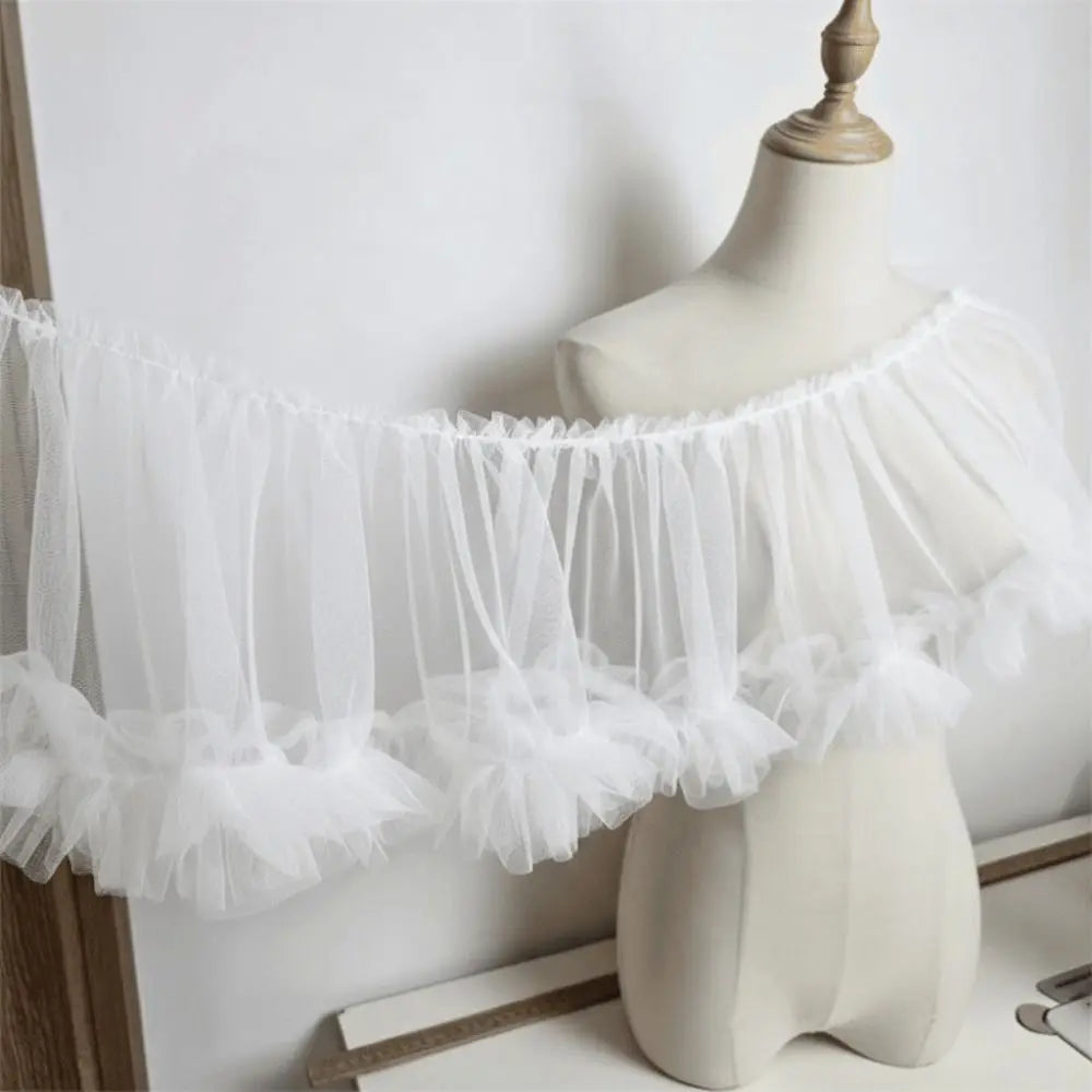 ruban tulle plissé noir rose blanc jaune fin élégant décoration 90cm longueur 15cm largeur