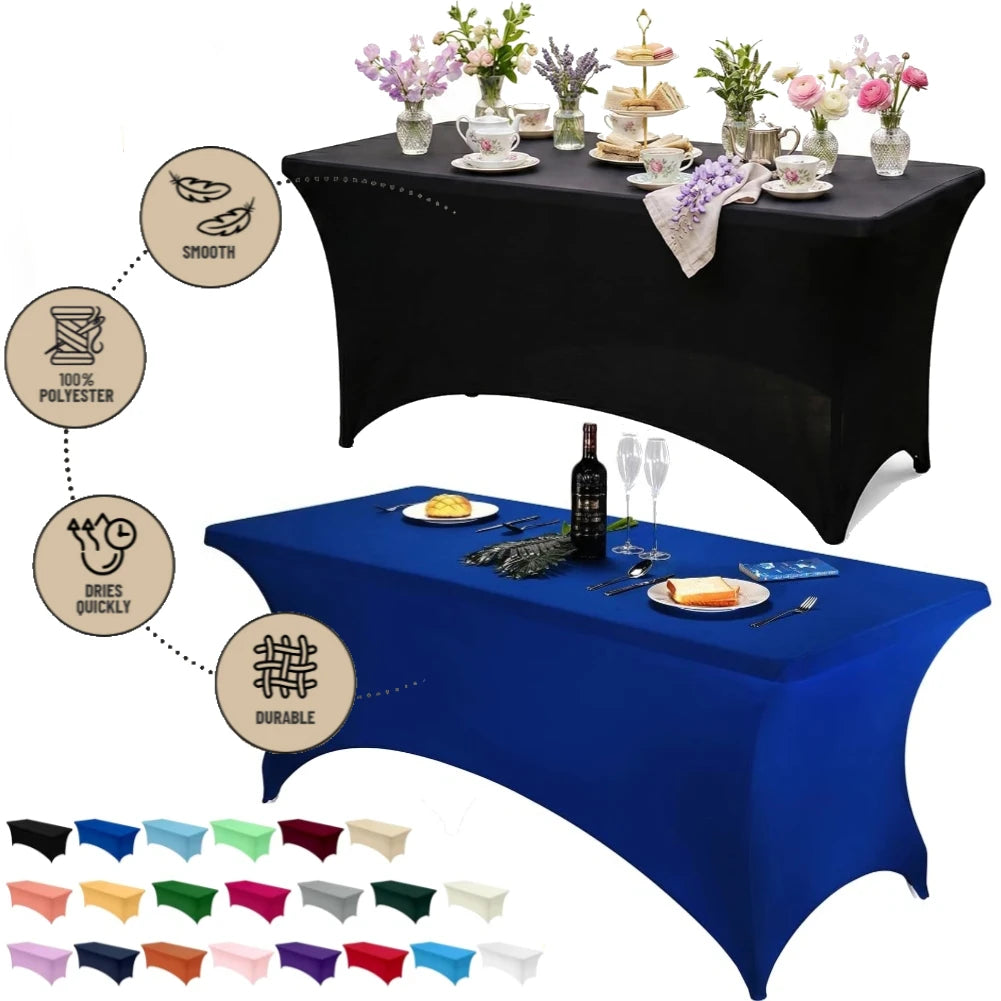 housse table rectangulaire bleu royal réutilisable machine moderne 6ft 4ft événements fêtes mariage