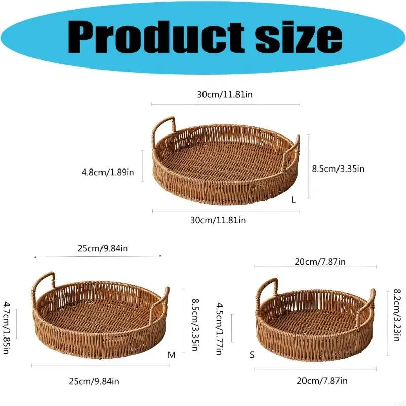panier tressé osier brun pliable plateau rustique bohème salon storage fruits Pods Pods Pods