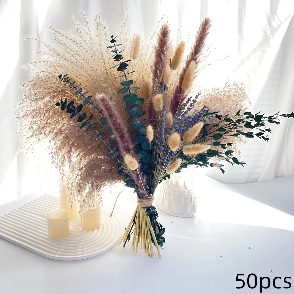 bouquet fleurs séchées beige vert boho rustique décoration intérieure anniversaire mariage pendaison crémaillère