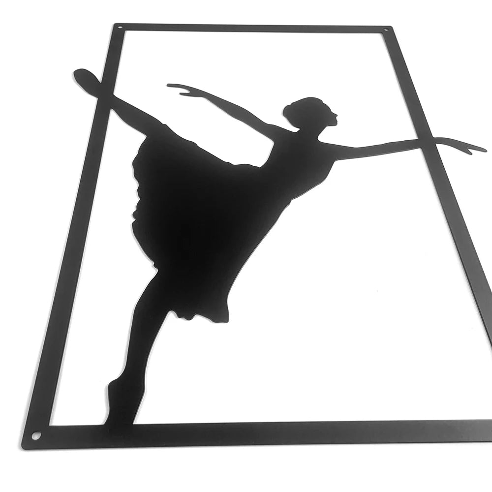 décoration murale silhouette danseuse pose classique art minimaliste noir métalintérieur chambre salon trois pièces