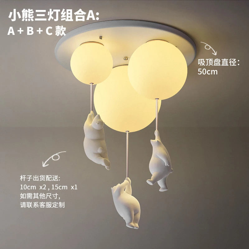 lampe suspendue ours blanc moderne boules lumineuses éclairage quotidien résine acrylique
