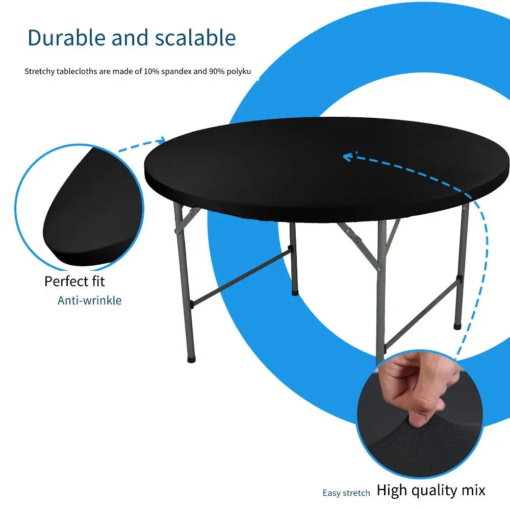nappe table ronde extensible polyester coton moderne blanc noir rose événementiel réutilisable été