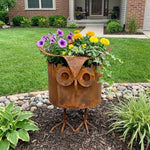 pot fleurs forme oiseau marron rustique texture metallique aspect vieilli moderne jardin balcon