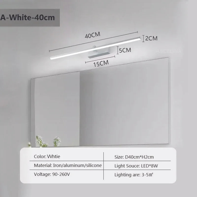 lampe murale moderne miroir intégré éclairage cuisine salle bain led 40 60 80 100cm
