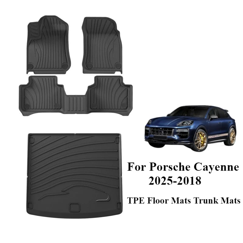 tapis sol coffre rayures horizontales tpe fibre synthétique noir moderne porsche cayenne