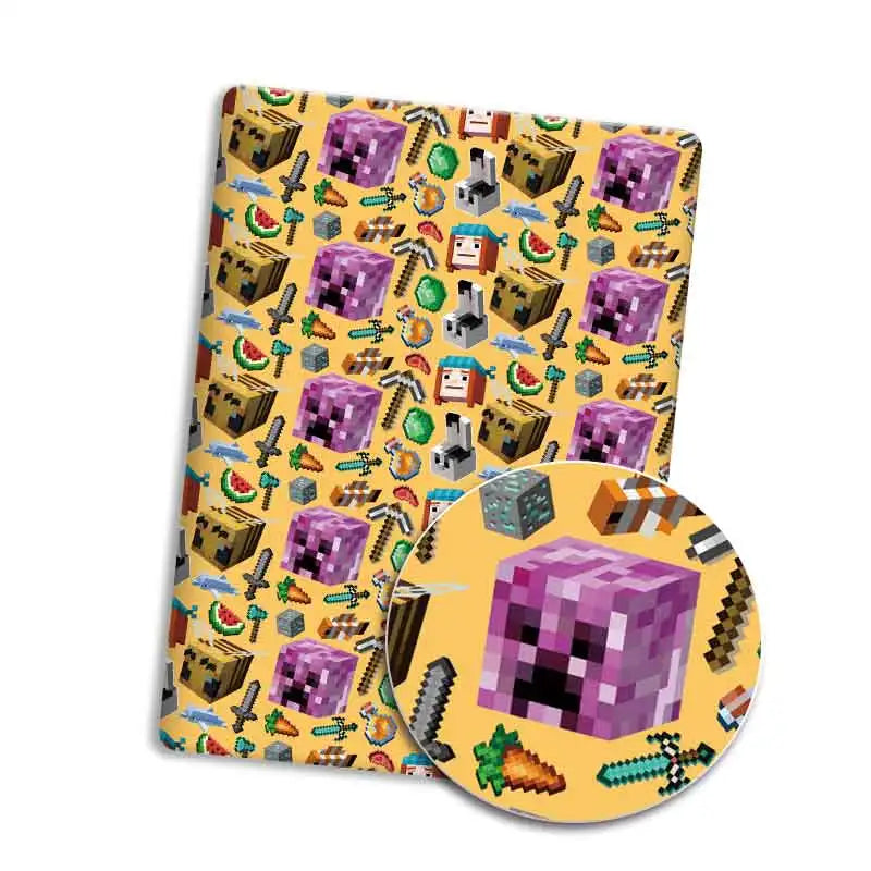 tapis souris minecraft personnages objets animaux bleu noir jaune pixel art