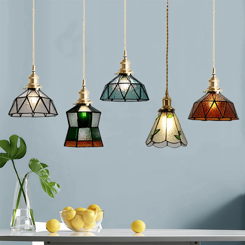 lampe suspendue art deco verre transparent geometrique noir salon cuisine lustre moderne