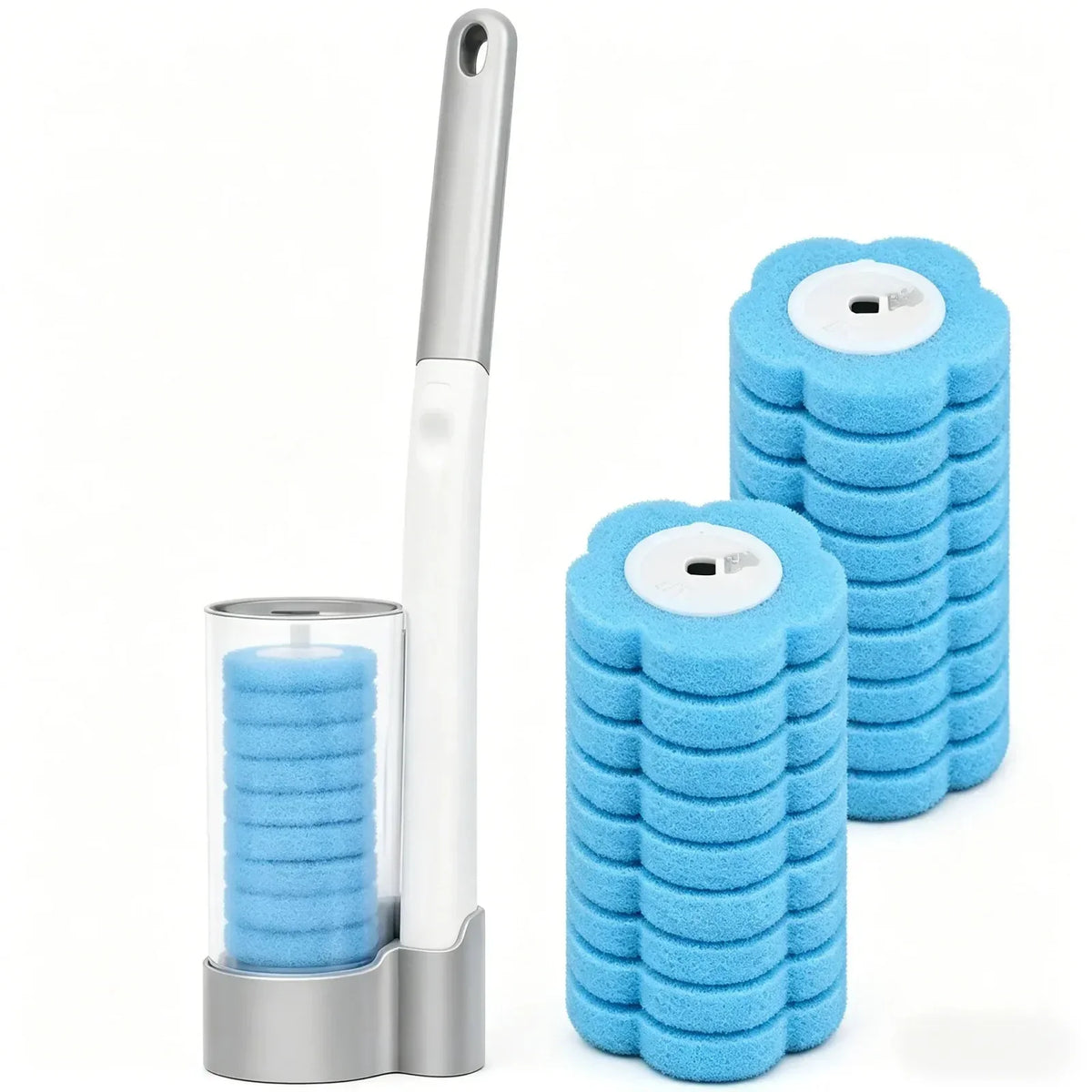 brosse wc jetable tête remplaçable kit outil nettoyage moderne pratique blanc bleu violet jaune