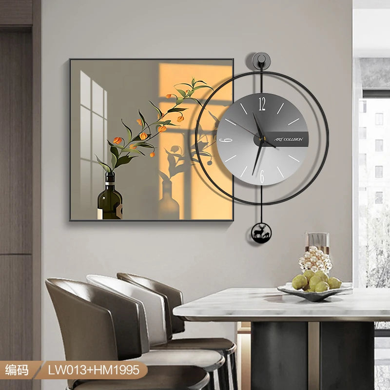 horloge murale moderne métal cadre décoratif salon maison aiguille silencieuse grande taille