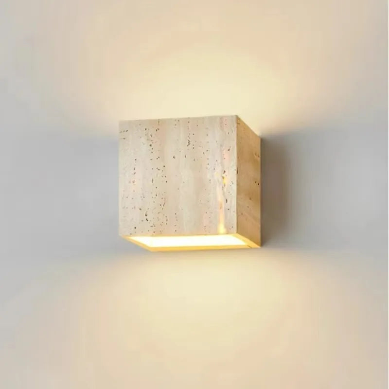 applique murale moderne pierre naturelle beige texture granulaire led entrée chambre étude