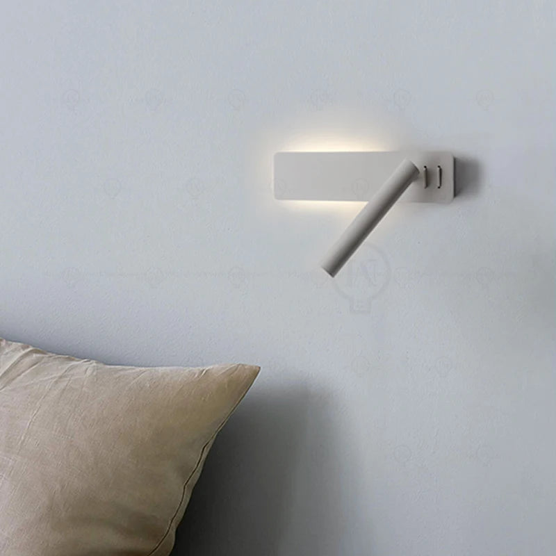 lampe murale moderne rotative bras articulé blanc led minimaliste fixée mur