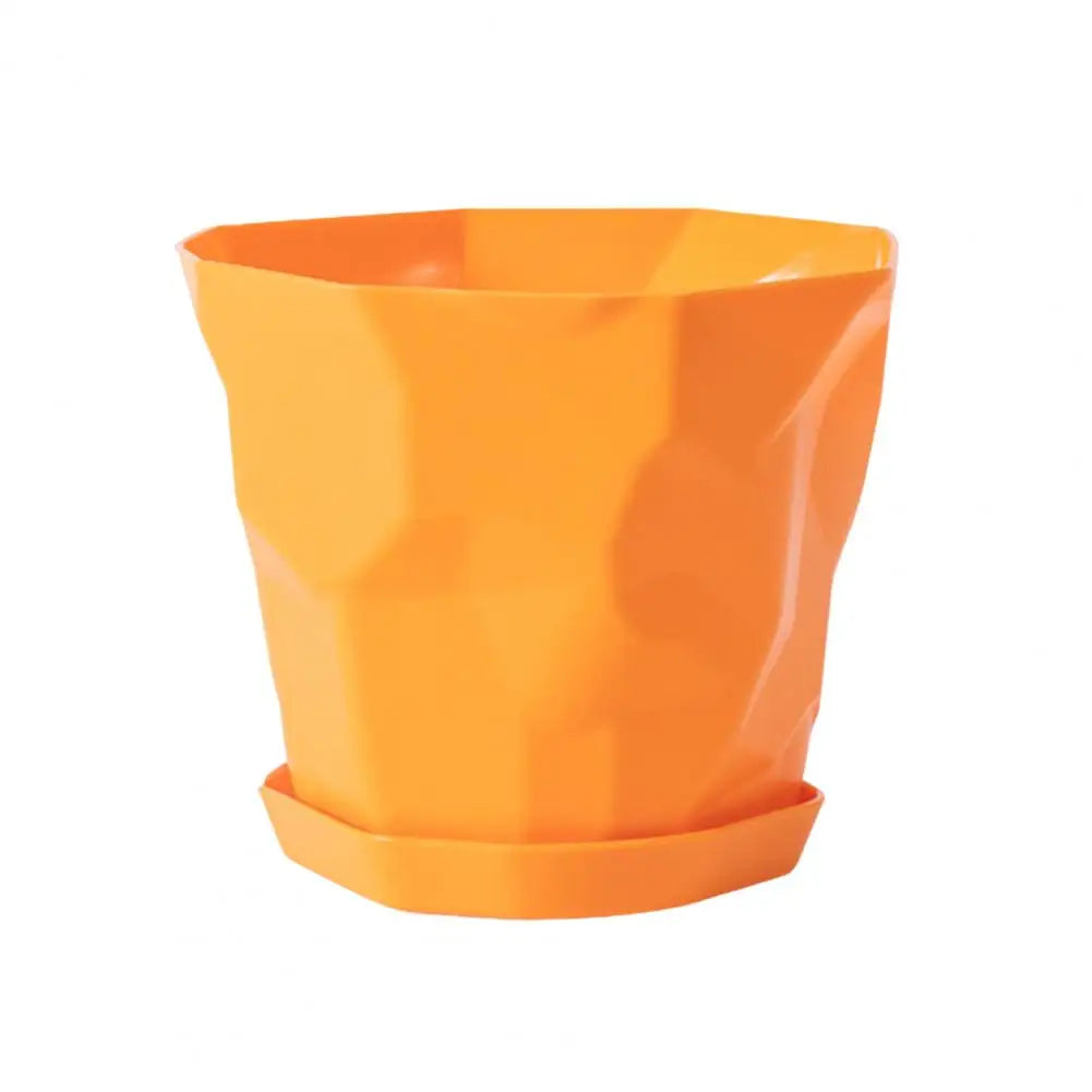 Pots plantes vertes durables multifacettes couleurs blanc orange bleu moderne