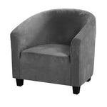Housse fauteuil velours gris foncé étirable moderne élastiques canapé intérieur extérieur