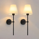 applique murale moderne or noir beige toile lin lampe abat jour