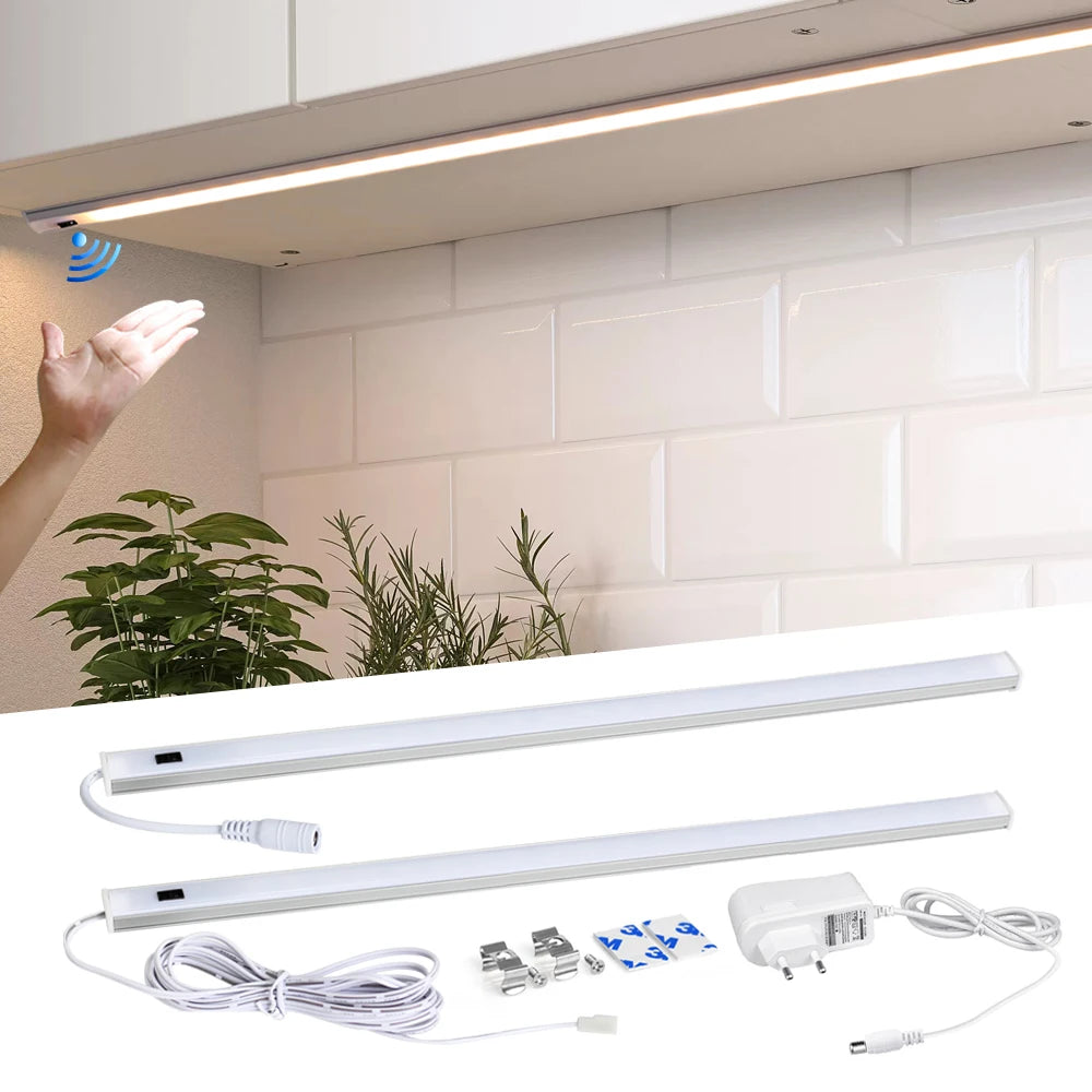 lampe led sous meuble cuisine capteur mouvement blanc moderne adaptateur secteur adhésif