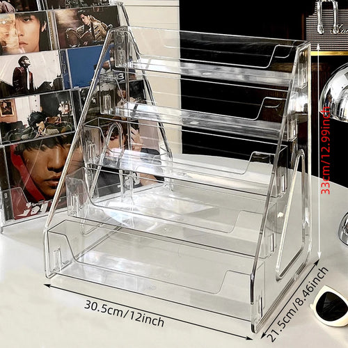 rangement cd transparent acrylique moderne cinq niveaux stockage collection vinyl discothèque
