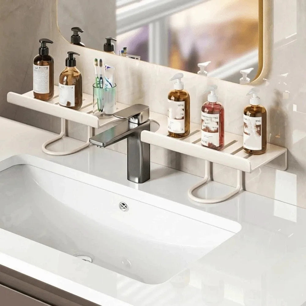 étagère murale moderne argentée drainage clips porte savon gobelet serviette minimaliste salle bain rechargeable