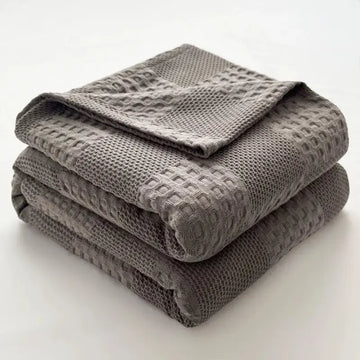 couverture coton mousseline légère motif géométrique gris moderne sieste été voyage maison voyage
