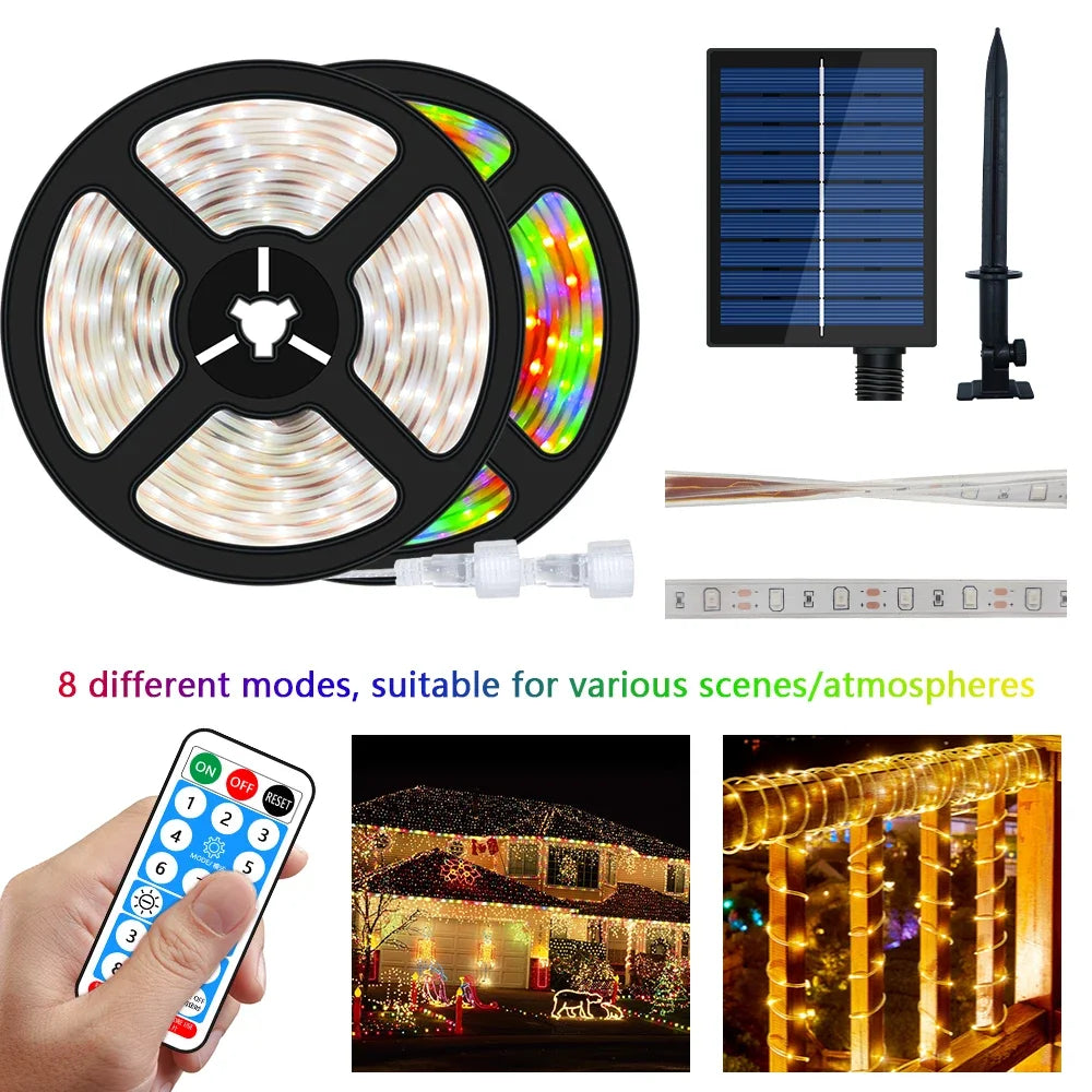 ruban led solaire 5m 10m multicolore blanc moderne dégradé extérieur ip67
