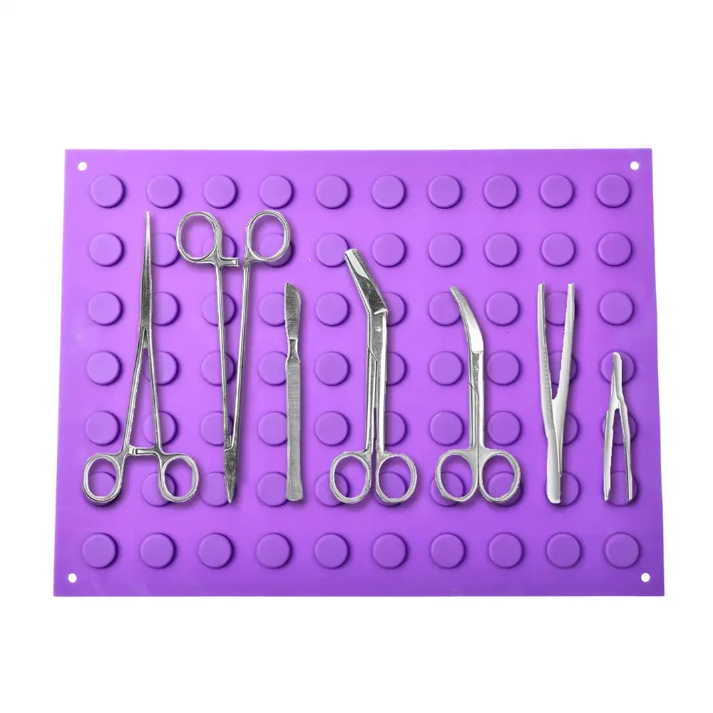 tapis magnétique réutilisable outils antidérapants silicone violet bleu turquoise professionnels adsorption instruments médicaux dentaires