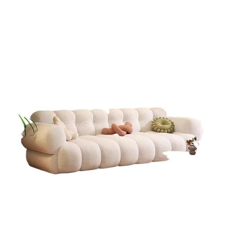 canapé moderne velours beige marron olive salon contemporain coussins différentes tailles