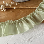 ruban gros grain rayures fines fronces translucide bleu clair vert pastel rose pâle blanc
