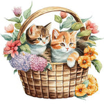 toile broder motif floral chats panier broderie coton moderne art populaire aiguilles fils instructions