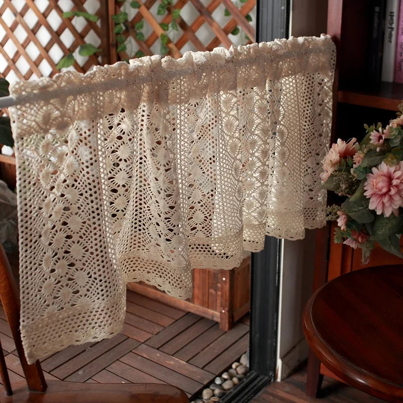 rideau crocheté floral traditionnel beige clair maison bureauextérieur fenêtrepaque polyester