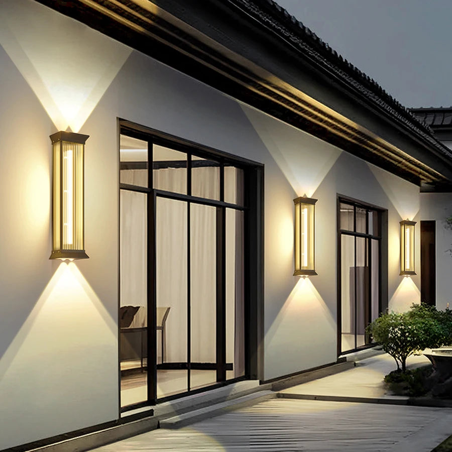 applique murale led moderne noir doré ip55 extérieure mur fixée 100cm 5lumieres
