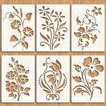 stencils floraux réutilisables 14.8x21cm blanc marron violet jaune scrapbooking artisanat decoration interieur