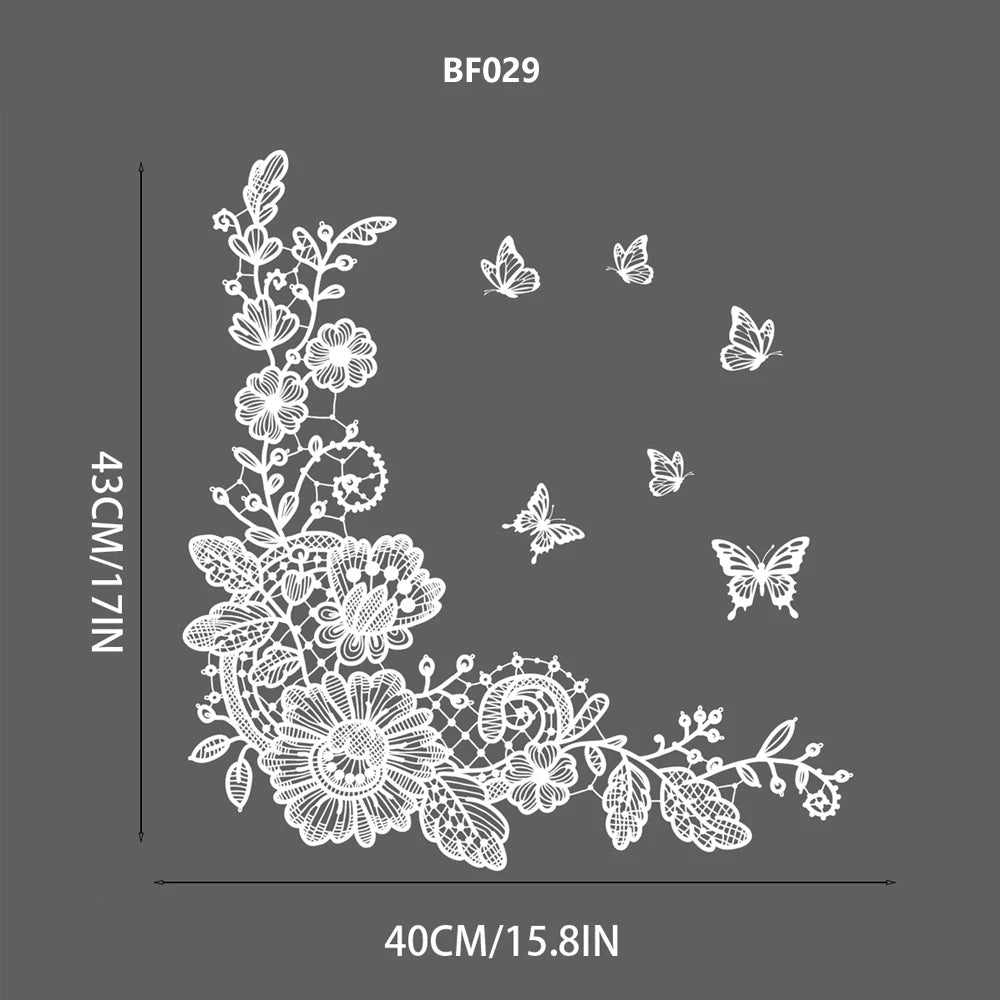 sticker mural fleurs blancs papillons art floral adhésif statique réutilisable décoration intérieure facile poser