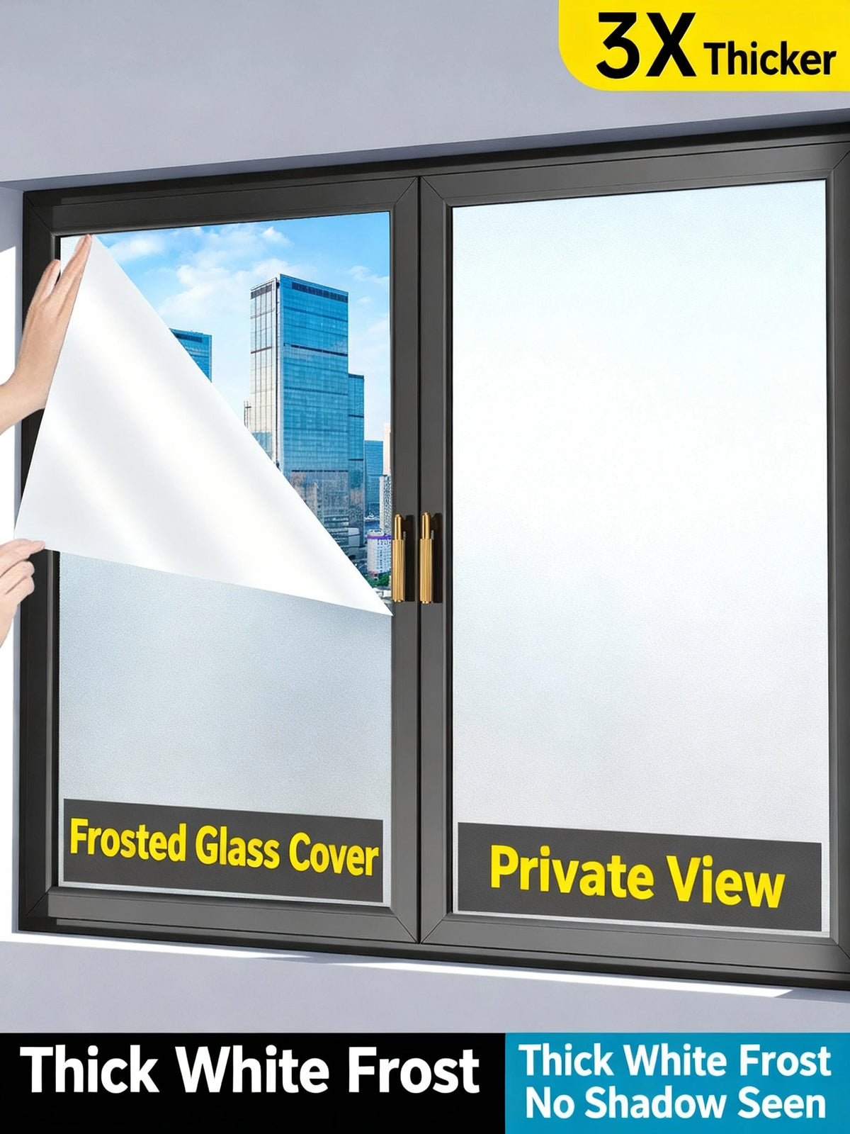 film fenêtre frosted adhésif protection uv isolation thermique moderne blanc opaque 30x100cm 40x200cm