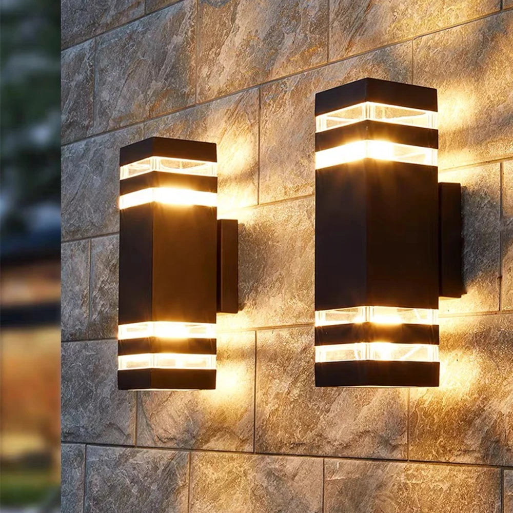 lampe murale led éclairage moderne étanche noir rayures horizontales contemporaine fixations vis applique murale