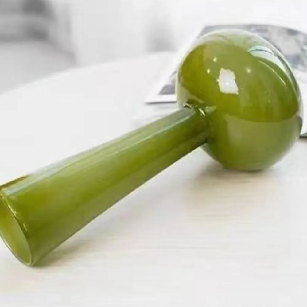 vase vert olive transparent moderne minimaliste hauteur 32cm 36cm ouverture 8cm 7cm base 6cm