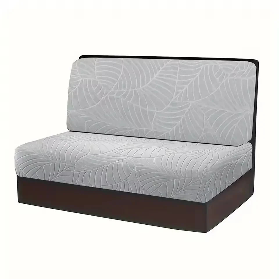 coussins canapé coton jacquard feuilles stylisées moderne gris clair marron foncé beige clair printemps