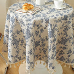 nappe table lin polyester imprimé pivoine tassels rustique vintage extérieur hiver noël mariage