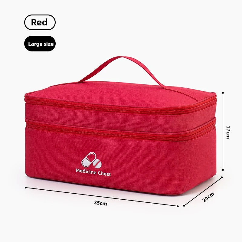 trousse médecine rouge réutilisable sac rangement oxford pratique compartiments médicaments première aide emergencesécole