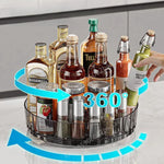 rangement rotatif épices bouteilles noir argenté transparent moderne 21cm 4cm