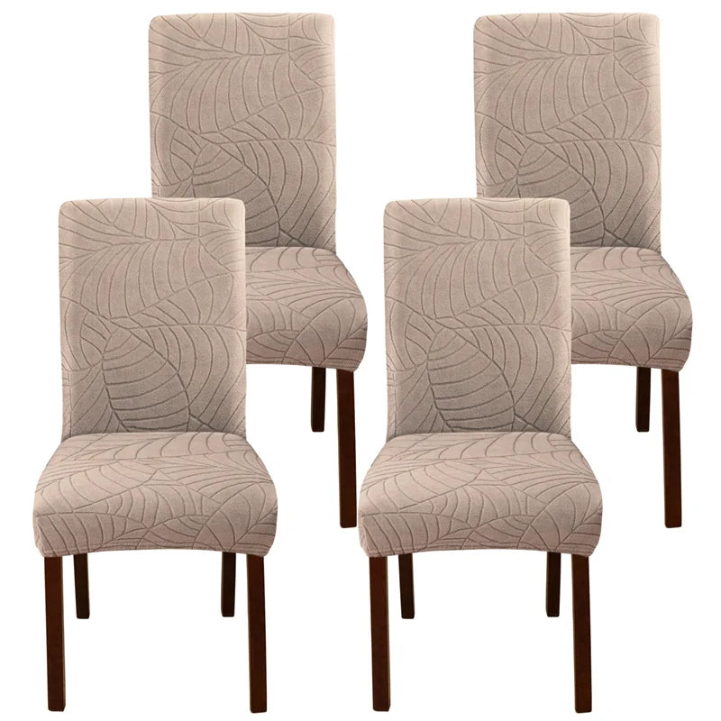 housse chaise velours motif feuilles extensible élastique fauteuil salle manger moderne