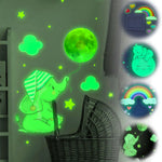 stickers muraux décoratifs enfants nuages lune étoiles arc ciel cœurs phosphorescents opaques animateurs