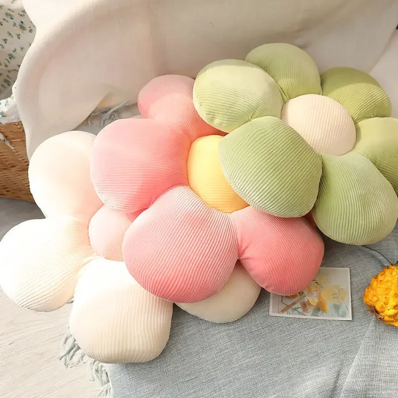 coussin moderne fleuri blanc rose jaune vert rayures horizontales amovible lavable mousse pe coton