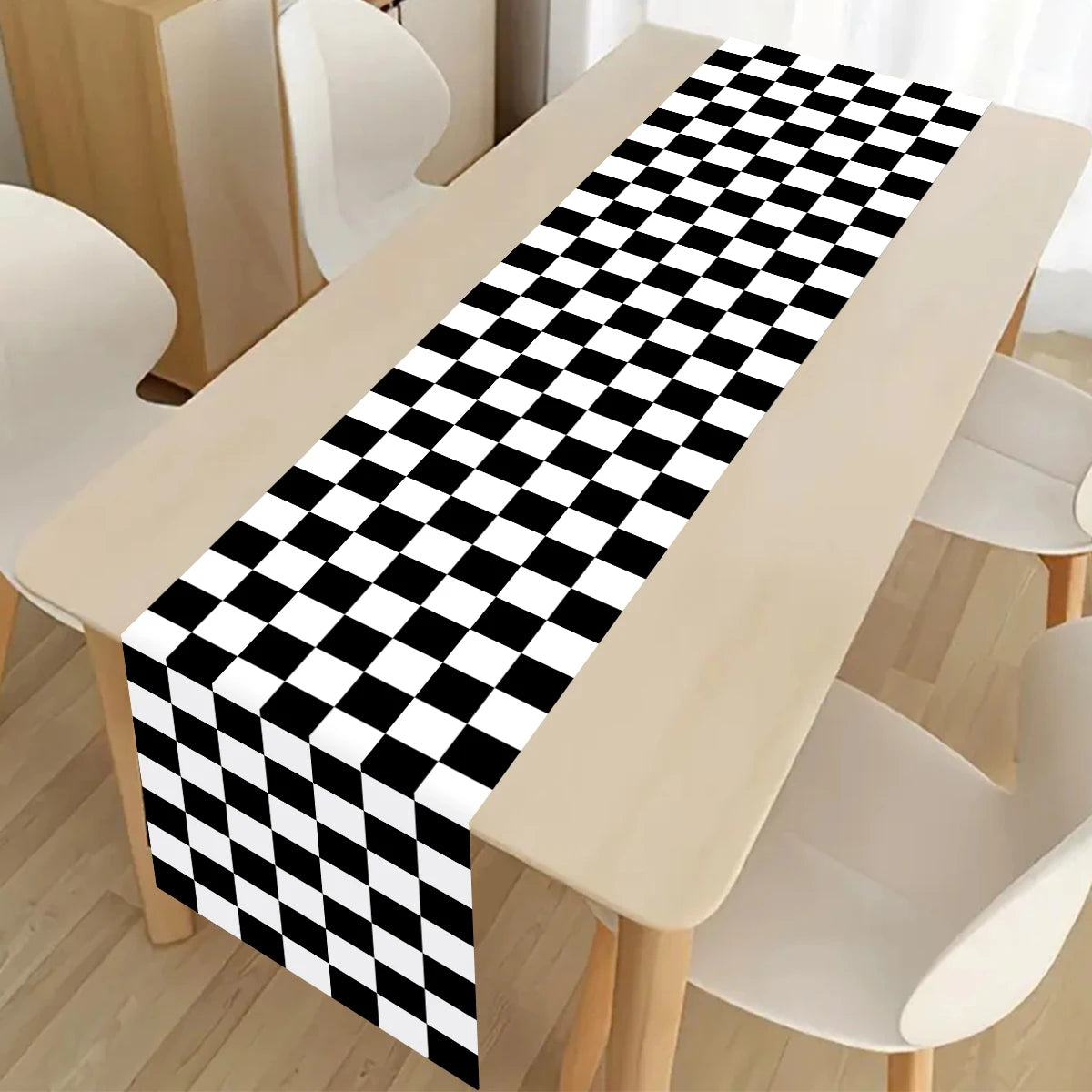 nappe table carreaux noir blanc motif festives polyestre rouge variées festive