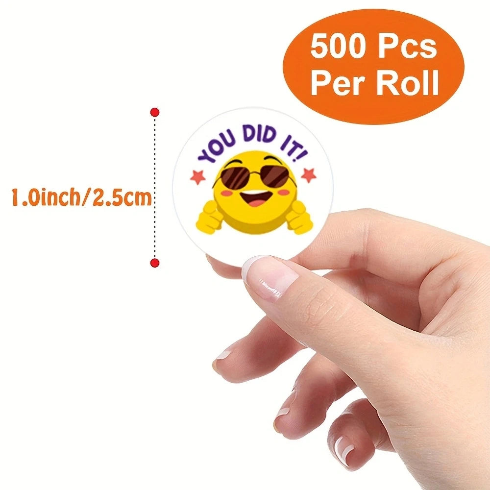sticker autocollant smiley expression positive très bien travail bien fait amusant bricolage decoration rouleau