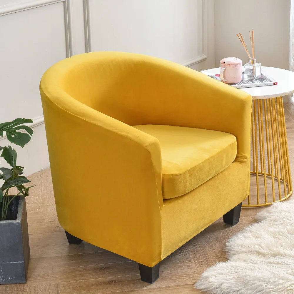 housse fauteuil velours doux moderne jaune protection extérieure intérieure lavable machine adaptable salon